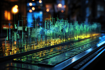 Poster - artificial intelligence analyzing data on a digital screen, highlighting the power of technology in 