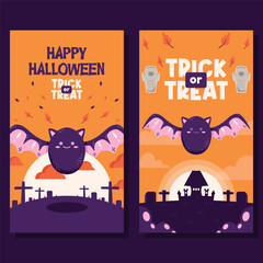 flat halloween background banner social media template