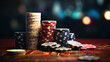 © Ruslan Batiuk - Casino cards roulette, gambling, nightlife, online casino, virtual poker, Texas Hold'em poker, karts gambling games, get lucky, gambling background banner tokens .
