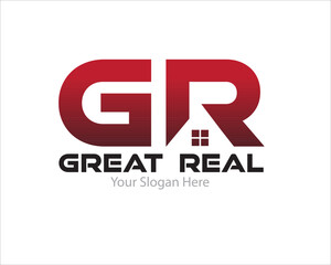 Wall Mural - g r construction service and repair building or real estate logo