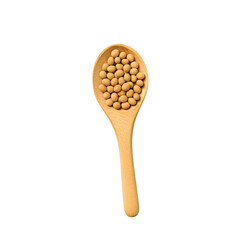 Wall Mural - Soybeans on transparent background with wooden spoon