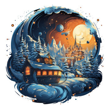 A heartwarming Christmas sleighs t-shirt design showcasing a close-up of Santa's sleigh with intricate details, adorned with sparkling ornaments and twinkling lights, Generative Ai