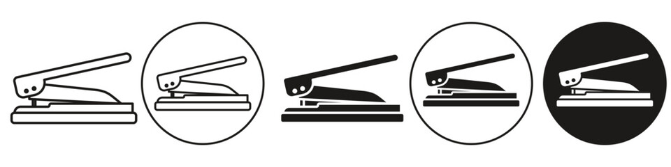 Poster - Hole Punch Icon. Symbol of stapler for education related study material or book binding purpose. Use in school stationery item. Vector sign of sheet paper clap by pierce the hole
