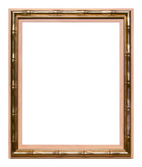 Wall Mural - Bamboo golden frame isolated on the white background