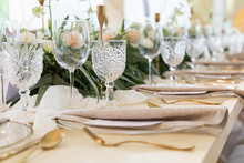 Luxury Wedding Table Decoration Empty Glasses