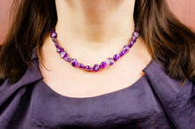 Women's Jewelry Made Of Purple Stones.Women's Necklace Made Of Natural Purple Stones.Purple Women's Beads Made Of Natural Stone.