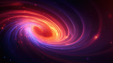 Poster - a bright orange and pink neon swirl slowly floating up and down in a starry night sky abstract wallp