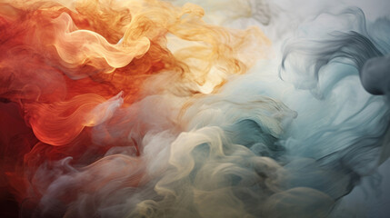 Poster - a representation of the earth's 4 elements fire water earth and air intermingling and creating colou