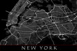 New York City map Road map of New York United States Black and white dark version illustration of New York streets