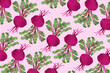 © Amr Morsi/Stocksy - Colorful pattern Illustration of a radish on a pink background