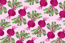 Colorful Pattern Illustration Of A Radish On A Pink Background