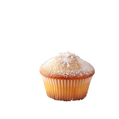 Poster - Selective focus on homemade vanilla muffins with icing sugar