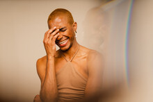 Creative Beauty Portrait Of Laughing Queer Man