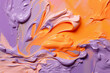 Abstract liquid background of orange and soft lavender oil paint 