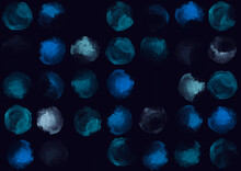 Painted Blue Dots On Blue Background