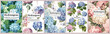 Set of Elegant Hydrangeas, Realistic Vector Illustrations of Flowers, Leaves, and Plants for Backgrounds, Patterns, and Wedding Invitations.