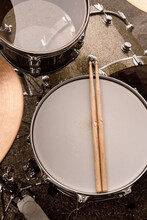 Drum Sticks And Drum Set 