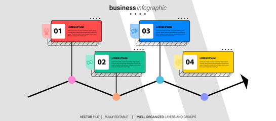 infographic element design 4 step, infochart planning
