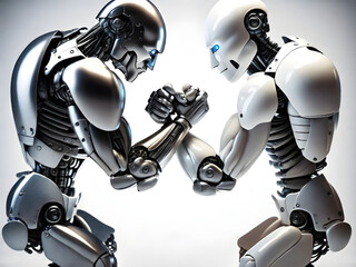 Two Robots Doing Arm Wrestling Competition