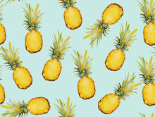 Illustration Of A Pattern Of Pineapples Arranged In A Grid.