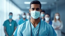 Portrait Of A Male Surgeon In Hospital. Generative Ai
