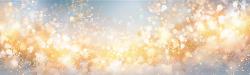 Golden glitter with shiny sparkles background. Defocused abstract lights on background. For Christmas, Wedding, Birthday, festive theme. AI image, digital design.	
