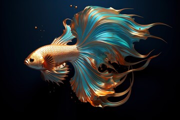 Wall Mural - 3d rendering. fish on black background. 