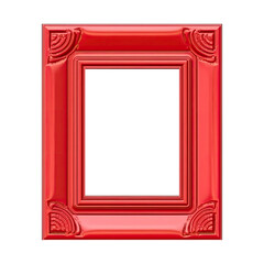 Wall Mural - PNG Top view of red vintage wood photo frame isolated on transparent background for mockup, red vintage wooden frame. generative ai