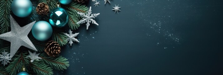 Sticker - Christmas banner background with copy space, generative AI