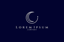 Crescent Moon Logo Design With One Line Design Style