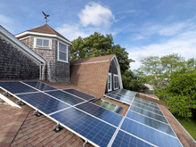 Solar Panels On House Roof View Outdoors 