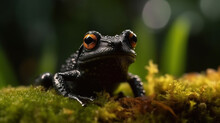 Macro Photo Of A Black Frog