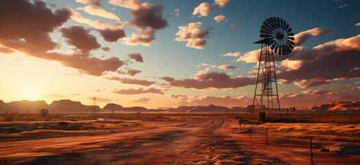 Windmill in the Desert, windmill on a ranch