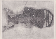 Fossil Fish Mono Print Made With Household Plastics