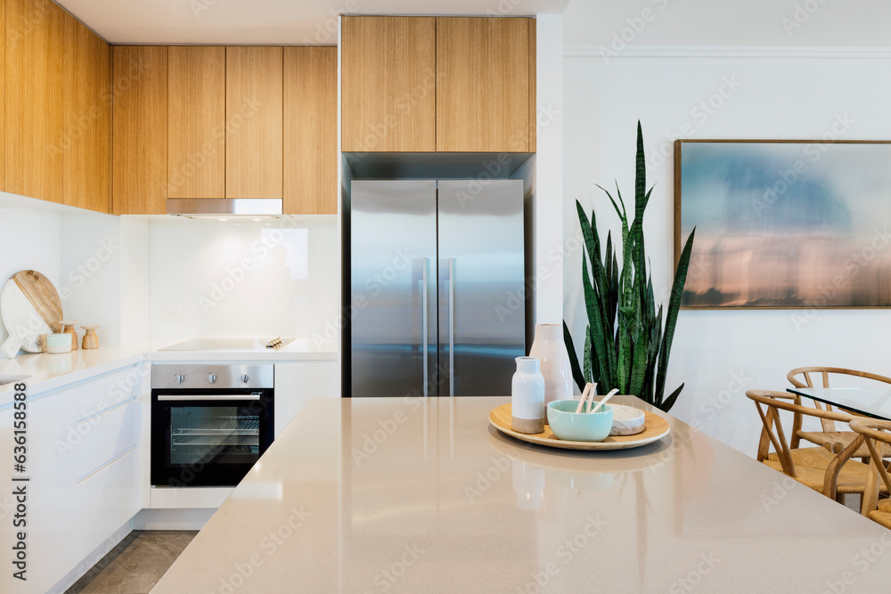 Open plan kitchen inside modern home Stock Photo | Adobe Stock