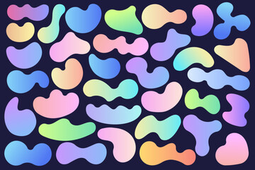 Poster - Abstract fluid shapes. Gradient liquid elements. Amoeba splashes design. Vector graphic set