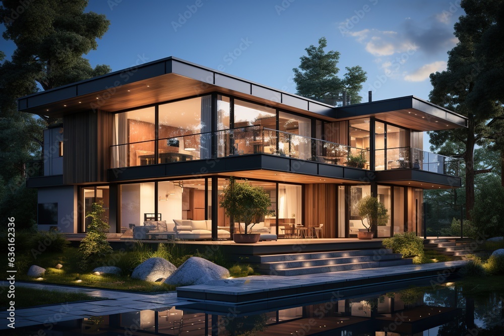 modern, energy-efficient home with passive design principles, such as