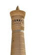 Kalyan Minaret. Vertical shot. Isolated, no background. Bukhara, Uzbekistan