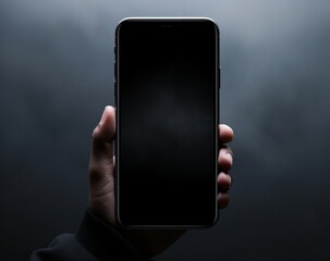 mock up phone in man hand showing white screen