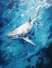 Wall Mural - Great White Shark Close up Shot