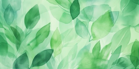 Wall Mural - Abstract backdrop with watercolor vegetation in green. Generative Ai.