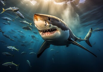 Wall Mural - Great White Shark Close up Shot