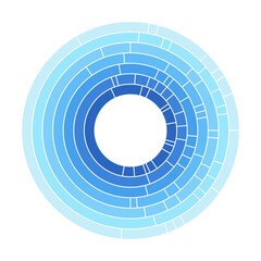 Wall Mural - abstract round vector shape. rotating blue color stripes. concentric segments of circles. line and c