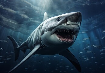 Wall Mural - Great White Shark Close up Shot