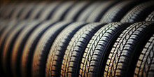 Close Up Of A Row  Of Tyres