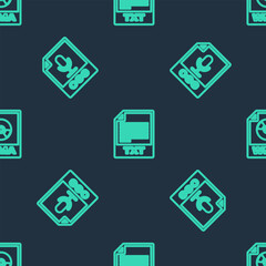 Poster - Set line TXT file document, OGG and WMA on seamless pattern. Vector