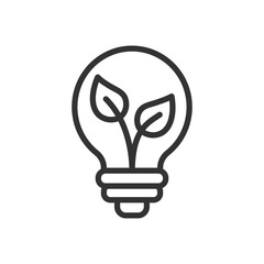 Poster - Eco energy icon vector. Linear style sign for mobile concept and web design. Lightbulb leaf symbol  vector illustration. Flat vector simple element graphics - vector.