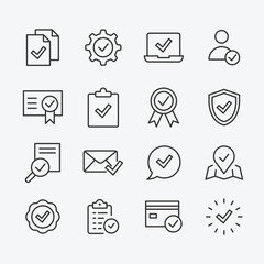Poster - Approve icon set in flat style. Check mark vector illustration on white isolated background. Tick accepted business concept.