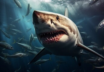 Wall Mural - Great White Shark Close up Shot