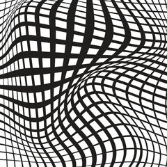 Wall Mural - 3D abstract monochrome background with line pattern, vector design, technology theme, dimensional line flow in perspective, big data, nanotechnology.